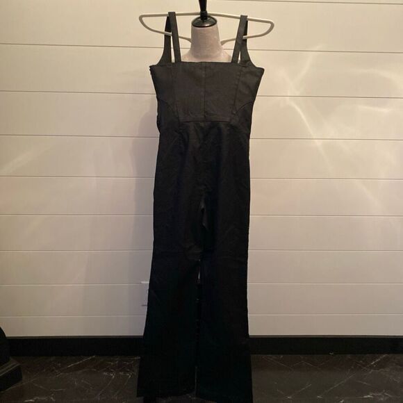 7 For All Mankind Women's Coated Flare Sexy  Stretchy Jumpsuit Size S NWT $398 - Picture 5 of 9